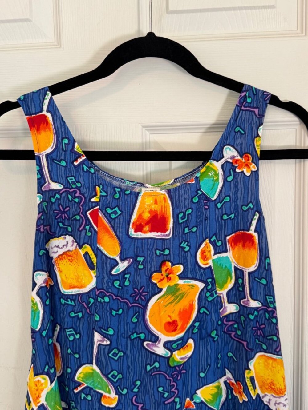 Vintage Tropical Cocktail Print Sheath Mini Dress Martini Margarita Tie Back S - Picture 9 of 9